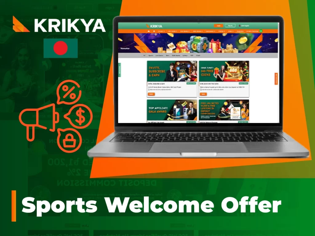 Sports welcome bonus offered only on sports betting events at Krikya